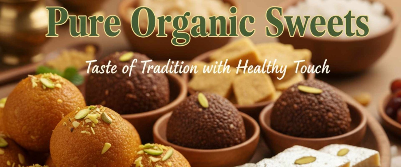 Organic Besan Laddu, Gond Laddu, Ragi Laddu and Kaju Katli in Brass Plate – Traditional Indian Sweets